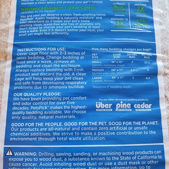 NEW! ASPEN SMALL ANIMAL BEDDING (2-24L Bags) - Picture 6 of 6